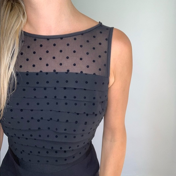 Loft NWT Black Polka Dot Layered Sheath Dress sz 2 - Picture 2 of 12